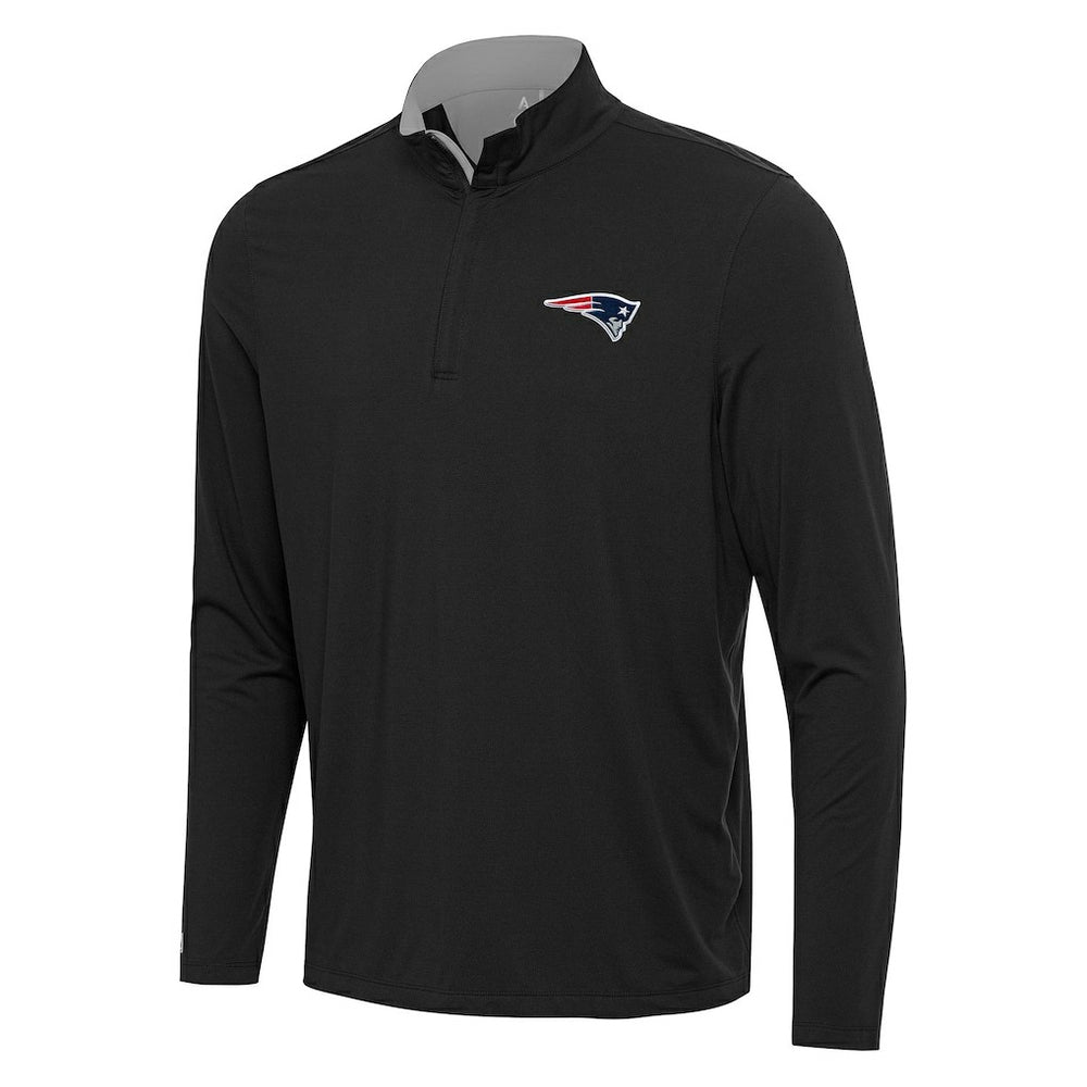 New England Patriots Antigua Content Quarter-Zip Pullover Top - Black/Gray Pullover