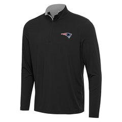 New England Patriots Antigua Content Quarter-Zip Pullover Top - Black/Gray Pullover