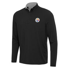 Pittsburgh Steelers Antigua Content Quarter-Zip Pullover Top - Black/Gray Pullover