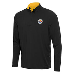 Pittsburgh Steelers Antigua Content Quarter-Zip Pullover Top - Black/Gold Pullover