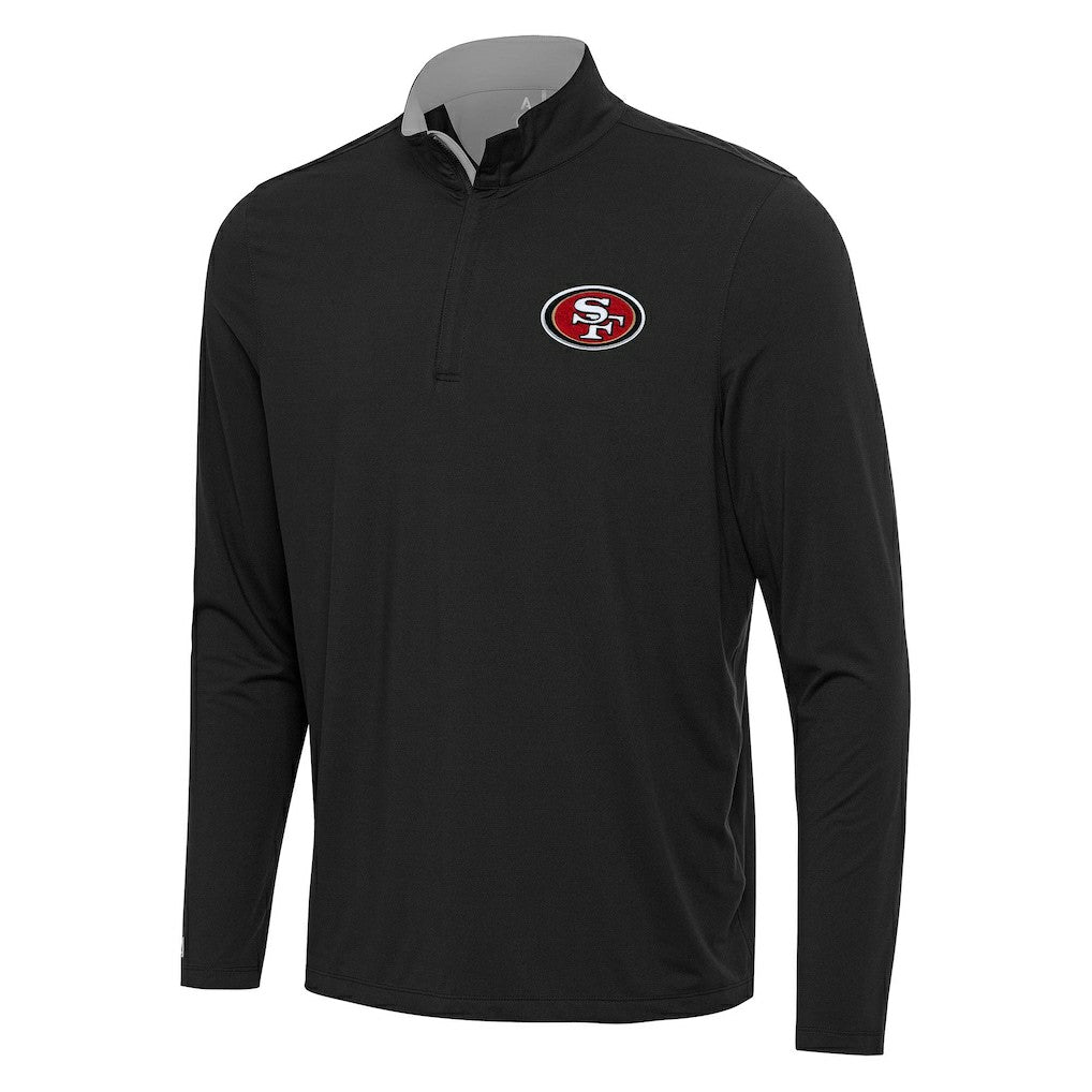 San Francisco 49ers Antigua Content Quarter-Zip Pullover Top - Black/Gray Pullover