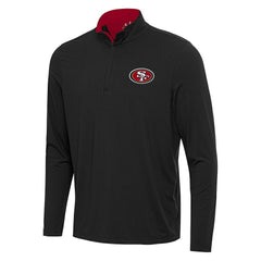 San Francisco 49ers Antigua Content Quarter-Zip Pullover Top - Black/Scarlet Pullover