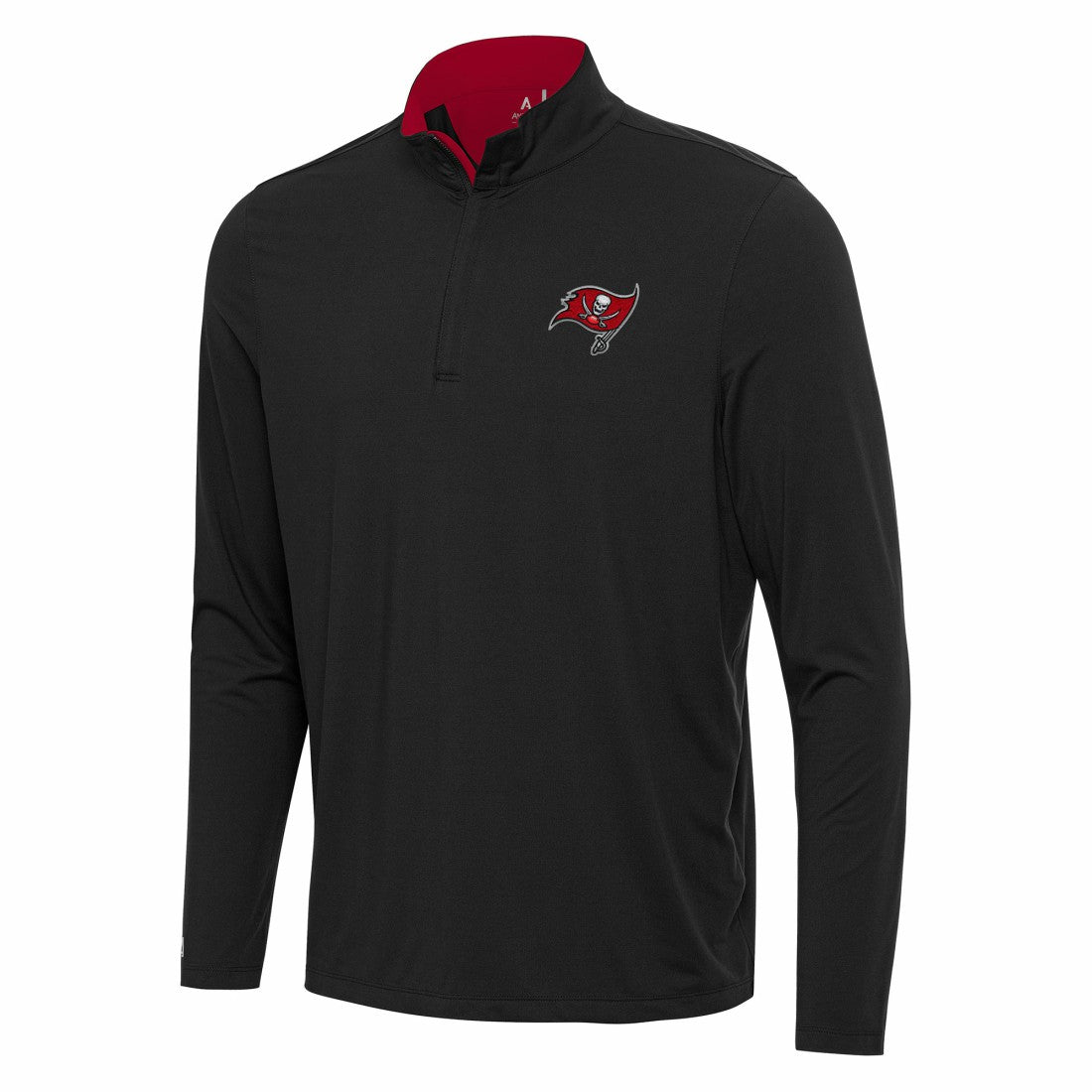 Tampa Bay Buccaneers Antigua Content Quarter-Zip Pullover Top - Black/Red Pullover