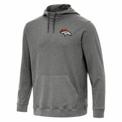 Denver Broncos Antigua Cloud Pullover Hoodie - Heather Black Hoodies