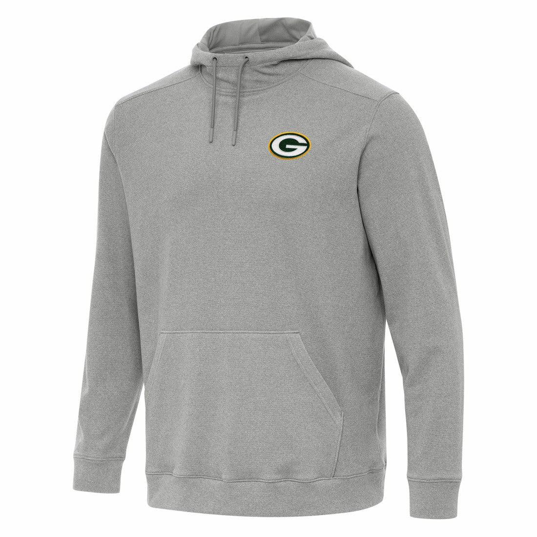 Green Bay Packers Antigua Cloud Pullover Hoodie - Heather Gray Hoodies