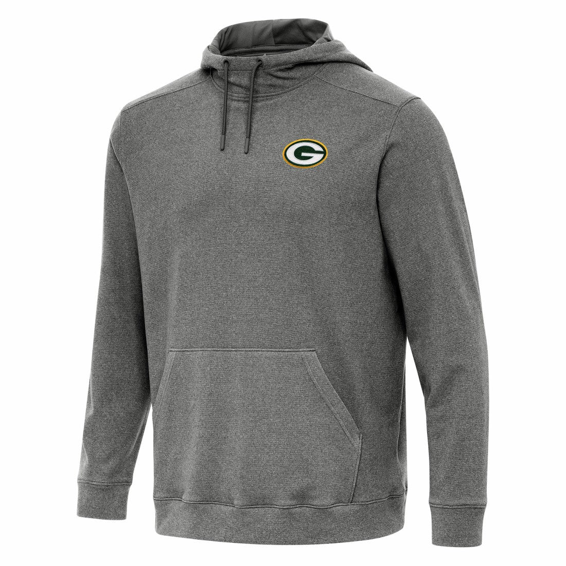 Green Bay Packers Antigua Cloud Pullover Hoodie - Heather Black Hoodies