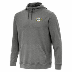 Green Bay Packers Antigua Cloud Pullover Hoodie - Heather Black Hoodies