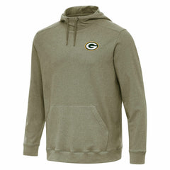 Green Bay Packers Antigua Cloud Pullover Hoodie - Olive Hoodies