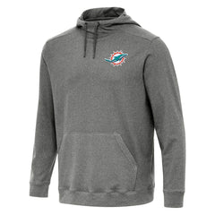 Miami Dolphins Antigua Cloud Pullover Hoodie - Heather Black Hoodies