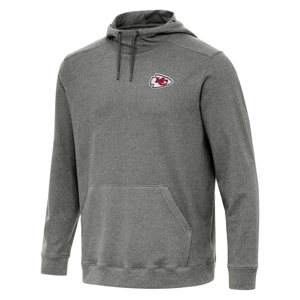 Kansas City Chiefs Antigua Cloud Pullover Hoodie - Heather Black Hoodies