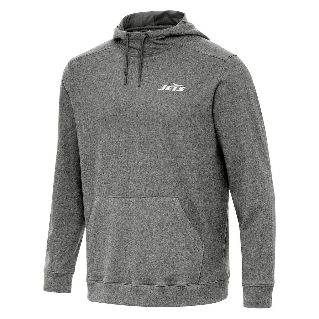 New York Jets Antigua Cloud Pullover Hoodie - Heather Black Hoodies