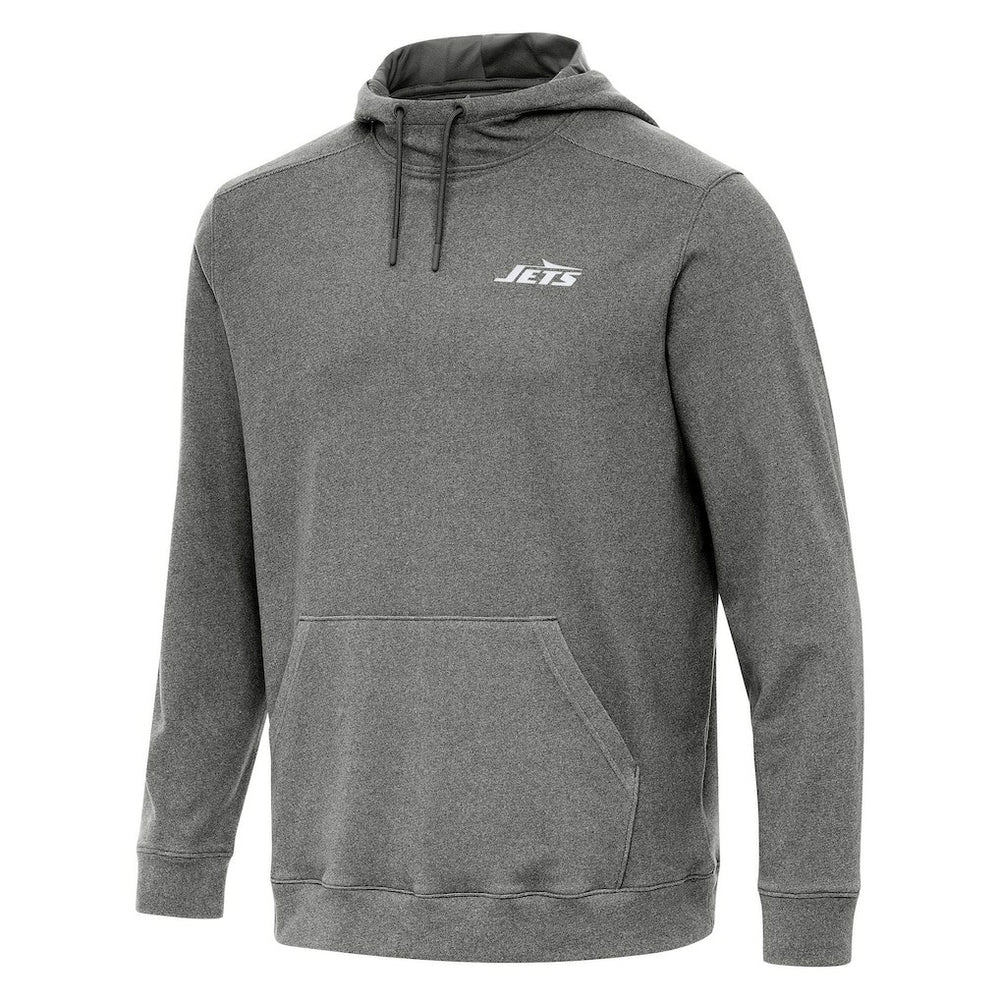New York Jets Antigua Cloud Pullover Hoodie - Heather Black Hoodies