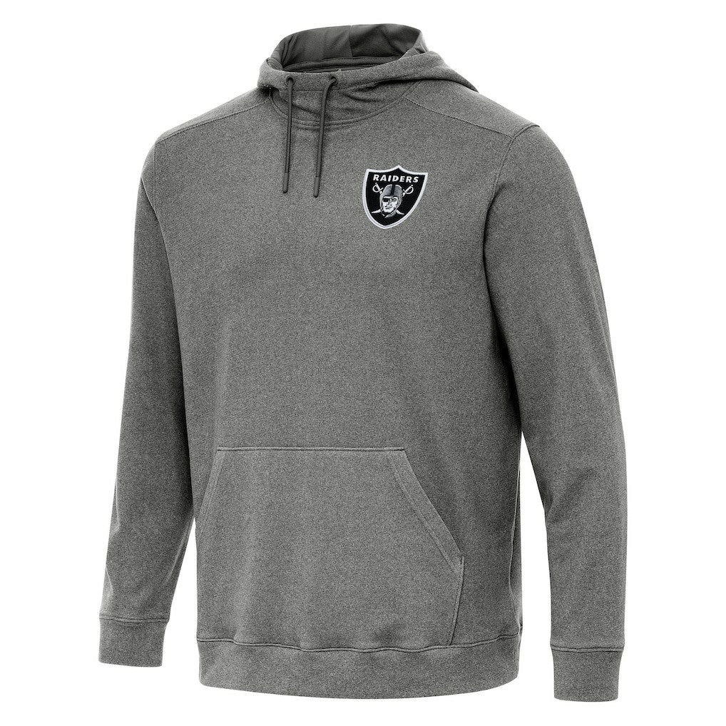 Las Vegas Raiders Antigua Cloud Pullover Hoodie - Heather Black Hoodies