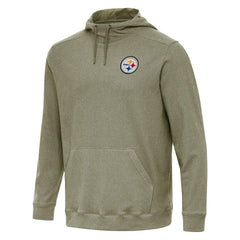 Pittsburgh Steelers Antigua Cloud Pullover Hoodie - Olive Hoodies