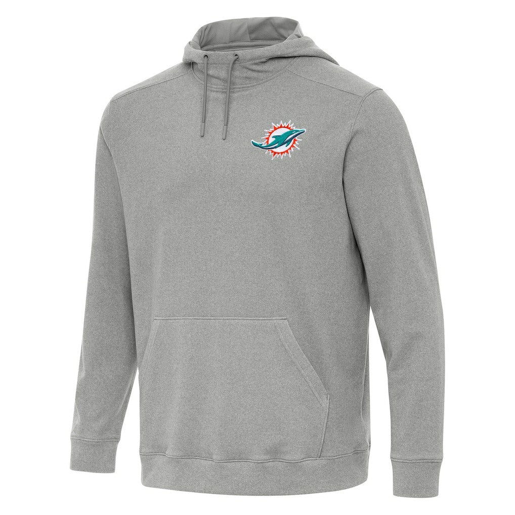 Miami Dolphins Antigua Cloud Pullover Hoodie - Heather Gray Hoodies