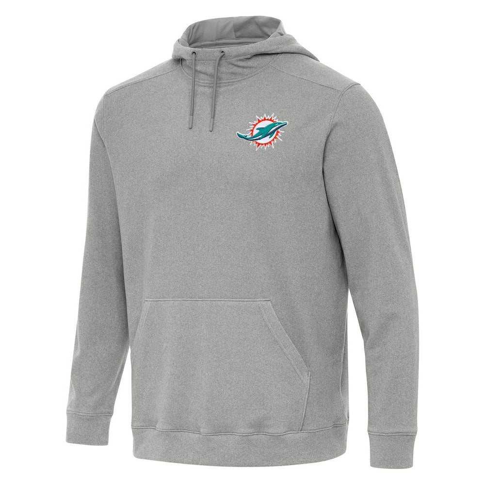 Miami Dolphins Antigua Cloud Pullover Hoodie - Heather Gray Hoodies