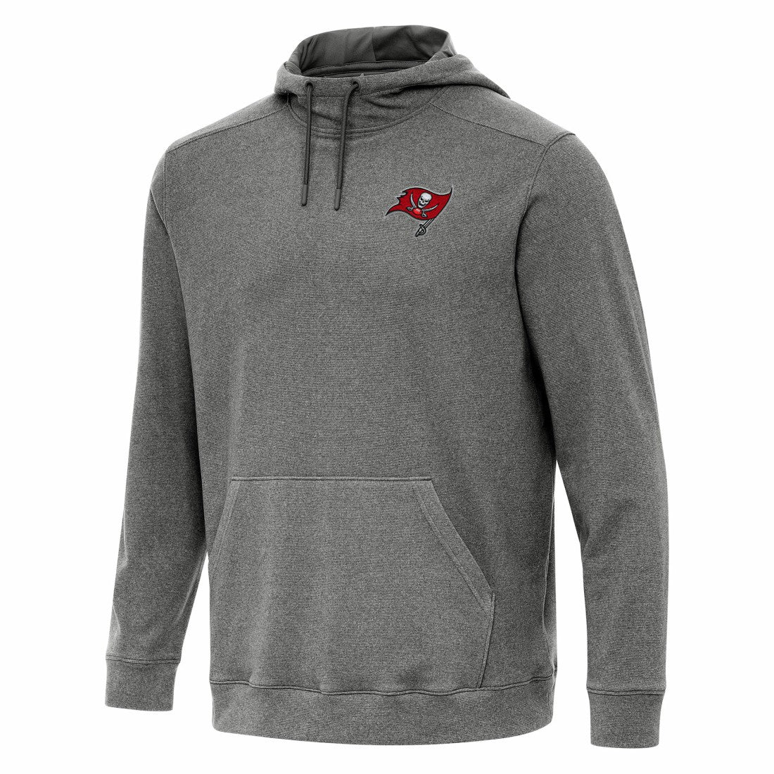 Tampa Bay Buccaneers Antigua Cloud Pullover Hoodie - Heather Black Hoodies
