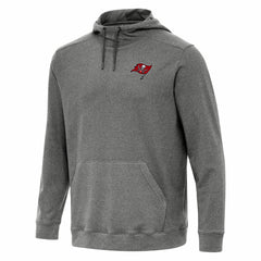 Tampa Bay Buccaneers Antigua Cloud Pullover Hoodie - Heather Black Hoodies