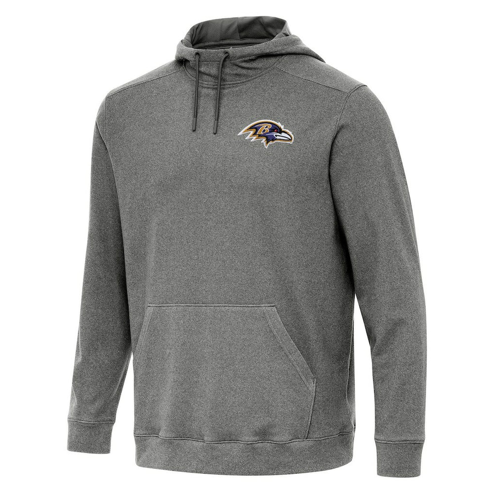 Baltimore Ravens Antigua Cloud Pullover Hoodie - Heather Black Hoodies