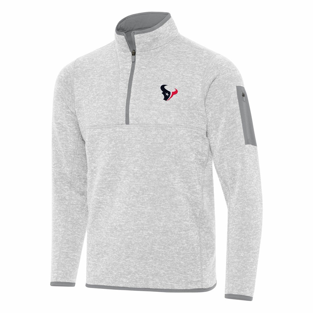 Houston Texans Antigua Fortune Quarter-Zip Pullover Jacket - Heather Gray Pullover