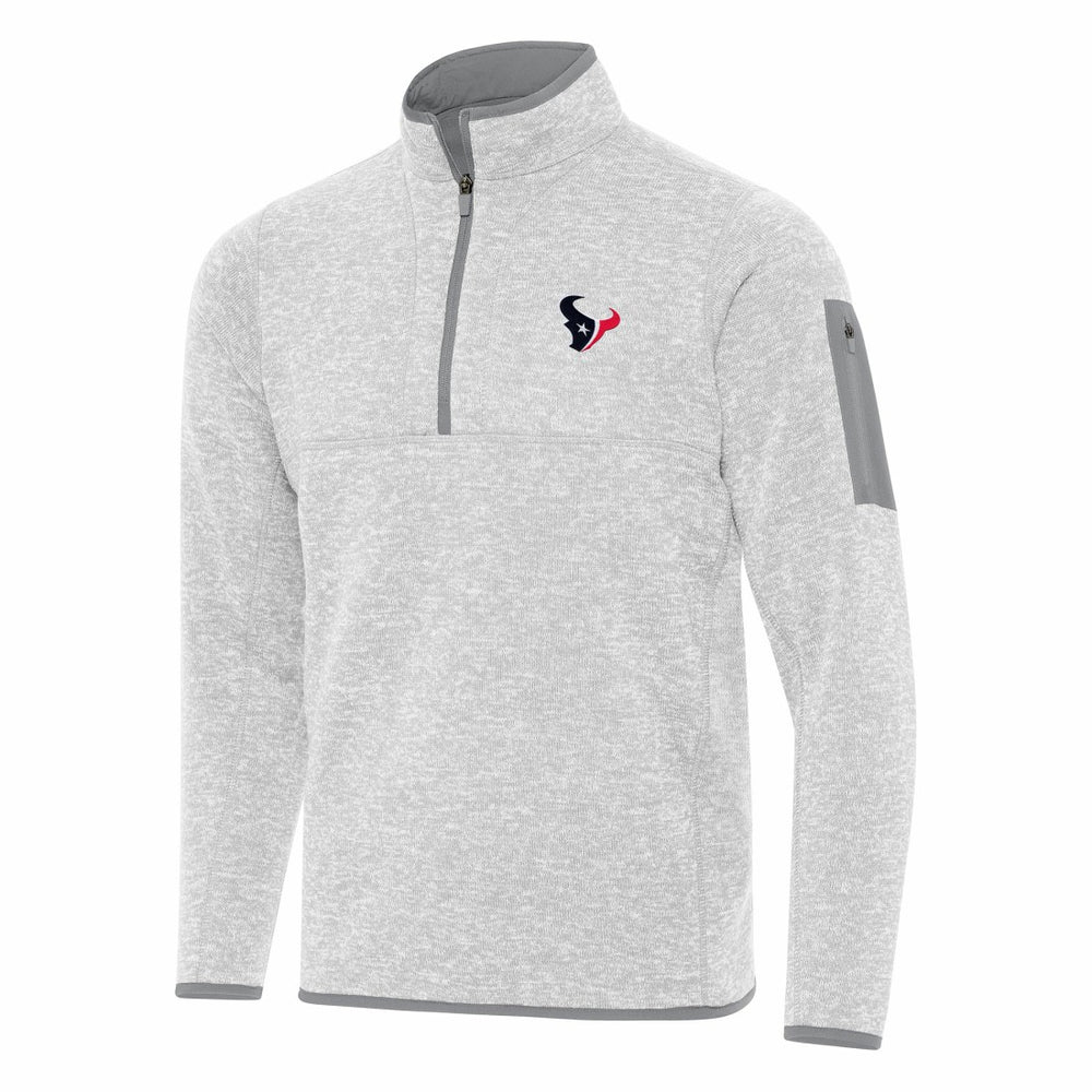 Houston Texans Antigua Fortune Quarter-Zip Pullover Jacket - Heather Gray Pullover