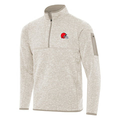 Cleveland Browns Antigua Fortune Quarter-Zip Pullover Jacket - Oatmeal Pullover