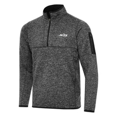 New York Jets Antigua Fortune Quarter-Zip Pullover Jacket - Heather Black Pullover