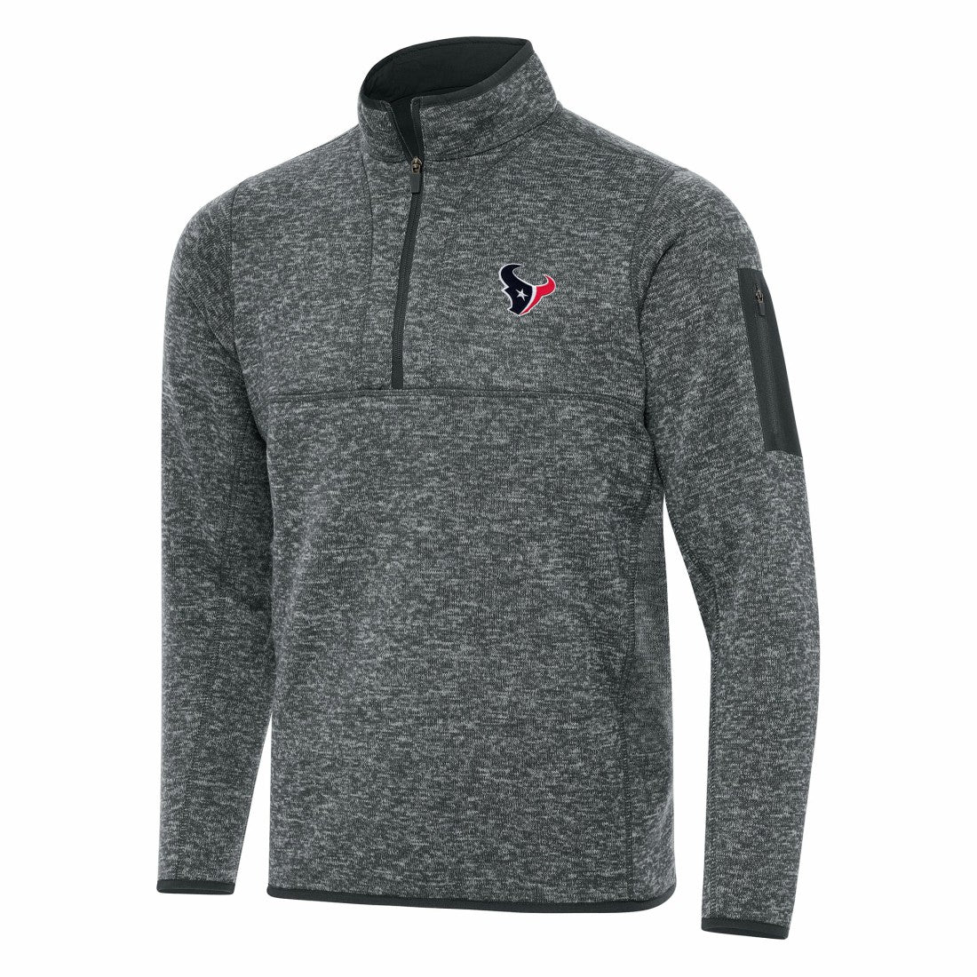 Houston Texans Antigua Fortune Quarter-Zip Pullover Jacket - Heather Charcoal Pullover