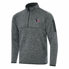 Houston Texans Antigua Fortune Quarter-Zip Pullover Jacket - Heather Charcoal Pullover
