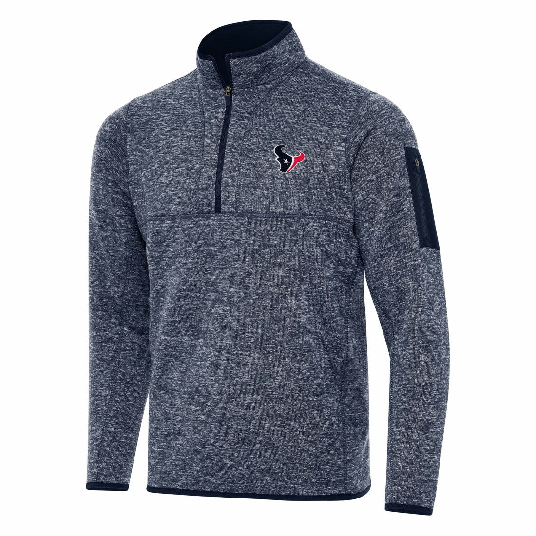Houston Texans Antigua Fortune Quarter-Zip Pullover Jacket - Heather Navy Pullover