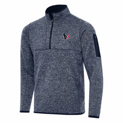 Houston Texans Antigua Fortune Quarter-Zip Pullover Jacket - Heather Navy Pullover
