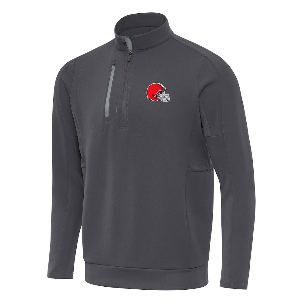 Cleveland Browns Antigua Generation Quarter-Zip Pullover Top - Pewter Pullover