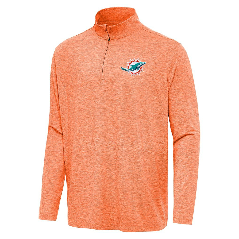 Miami Dolphins Antigua Hunk Quarter-Zip Jacket - Heather Orange Jackets