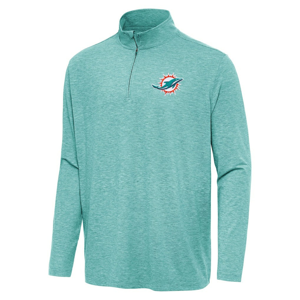 Miami Dolphins Antigua Hunk Quarter-Zip Jacket - Heather Aqua Jackets