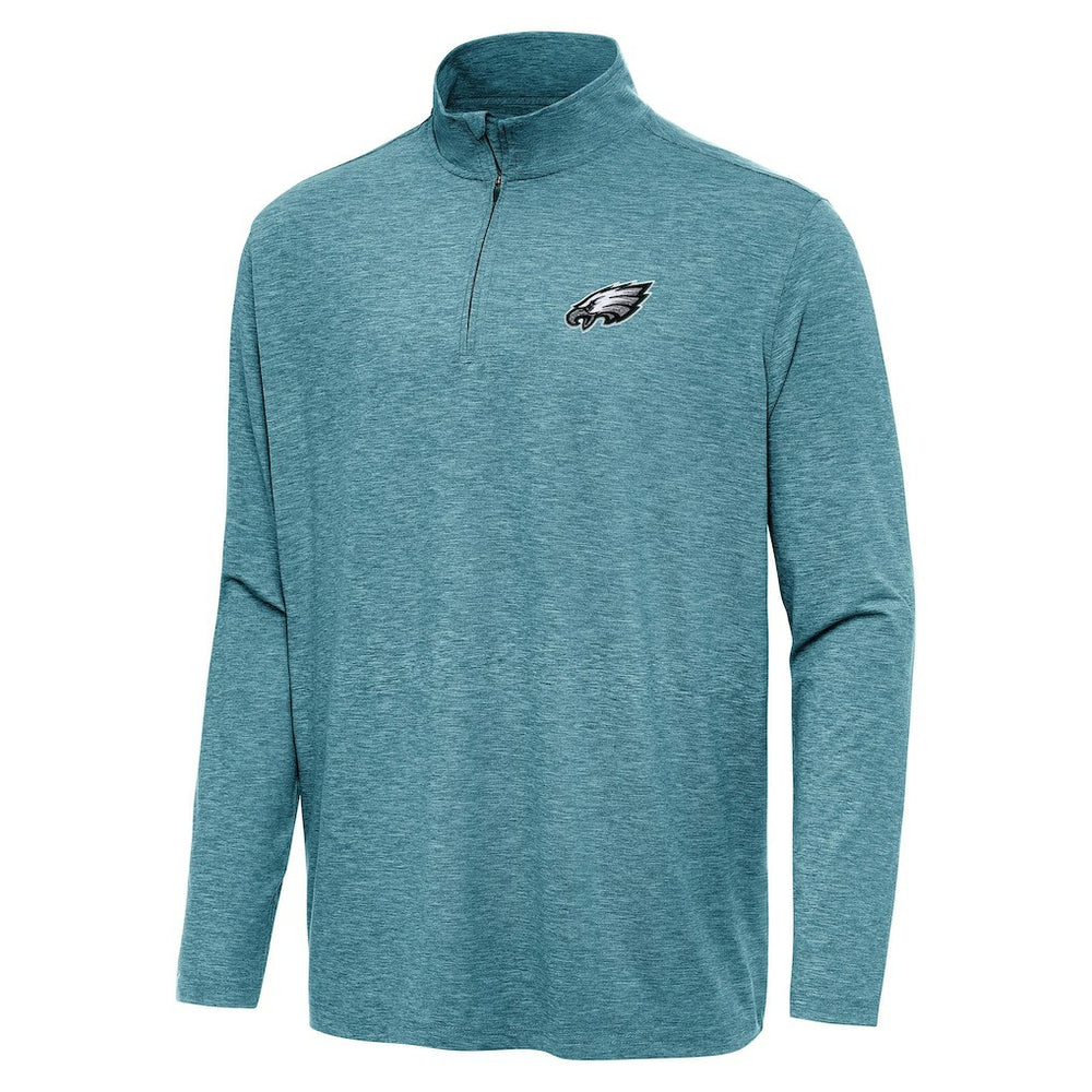 Philadelphia Eagles Antigua Hunk Quarter-Zip Jacket - Heather Midnight Green Jackets