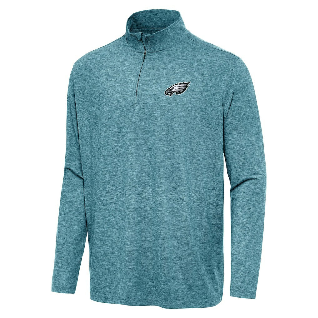 Philadelphia Eagles Antigua Hunk Quarter-Zip Jacket - Heather Midnight Green Jackets