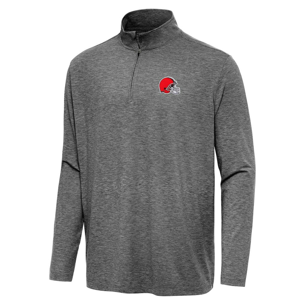 Cleveland Browns Antigua Hunk Quarter-Zip Jacket - Heather Black Jackets
