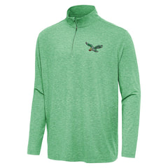 Philadelphia Eagles Antigua Hunk Quarter-Zip Jacket - Heather Kelly Green Jackets