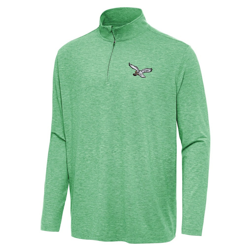 Philadelphia Eagles Antigua Hunk Quarter-Zip Jacket - Heather Kelly Green Jackets
