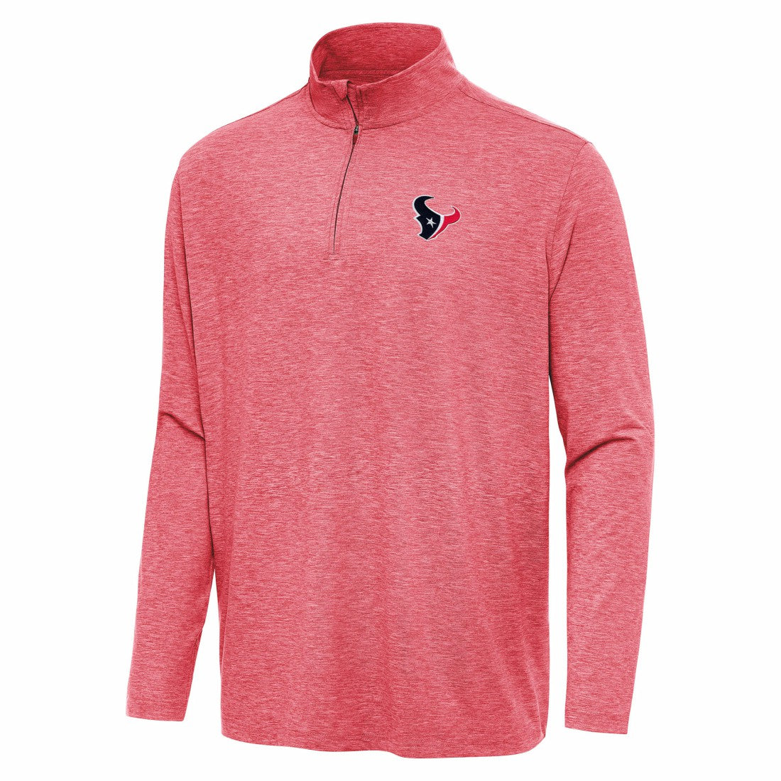 Houston Texans Antigua Hunk Quarter-Zip Jacket - Heather Red Jackets
