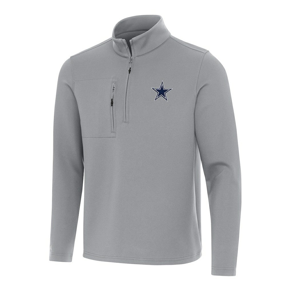 Dallas Cowboys Antigua Insider Quarter-Zip Pullover Top - Gray Pullover