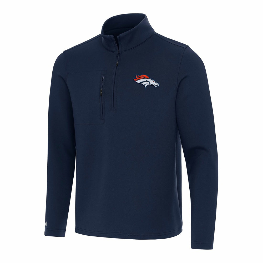 Denver Broncos Antigua Insider Quarter-Zip Pullover Top - Navy Pullover