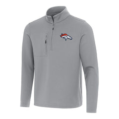 Denver Broncos Antigua Insider Quarter-Zip Pullover Top - Gray Pullover