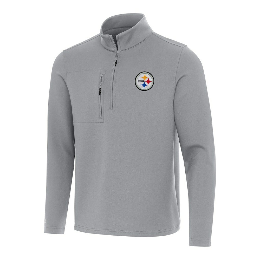 Pittsburgh Steelers Antigua Insider Quarter-Zip Pullover Top - Gray Pullover