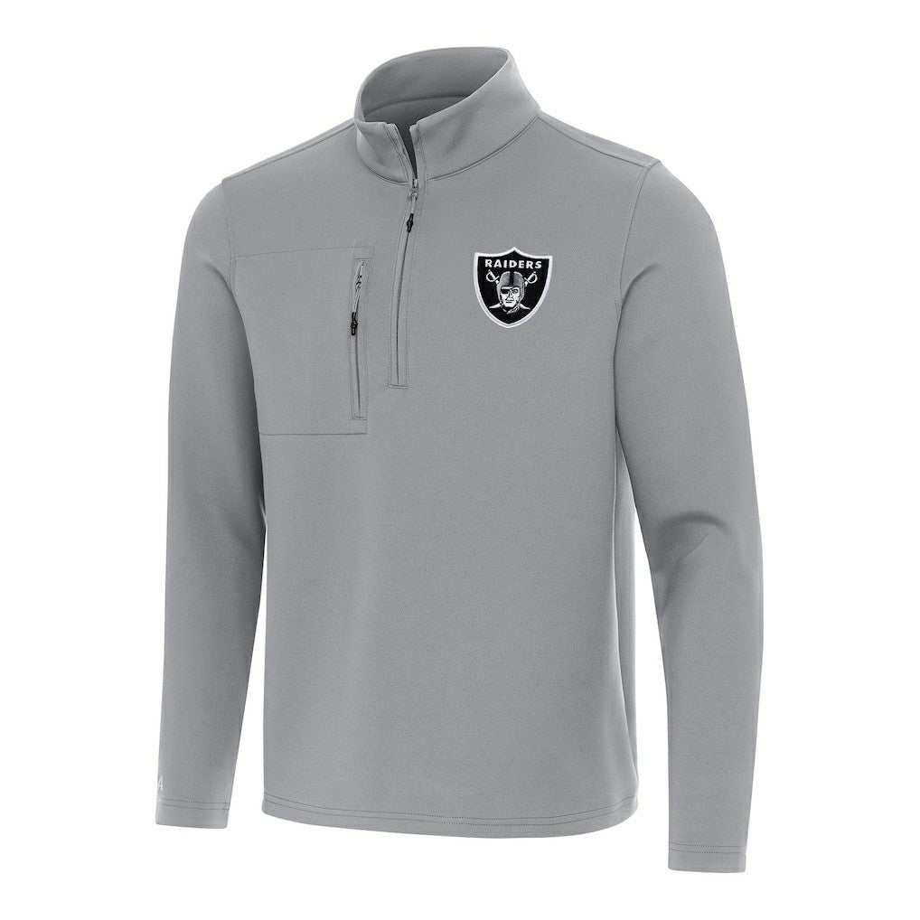 Las Vegas Raiders Antigua Insider Quarter-Zip Pullover Top - Gray Pullover