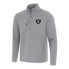 Las Vegas Raiders Antigua Insider Quarter-Zip Pullover Top - Gray Pullover