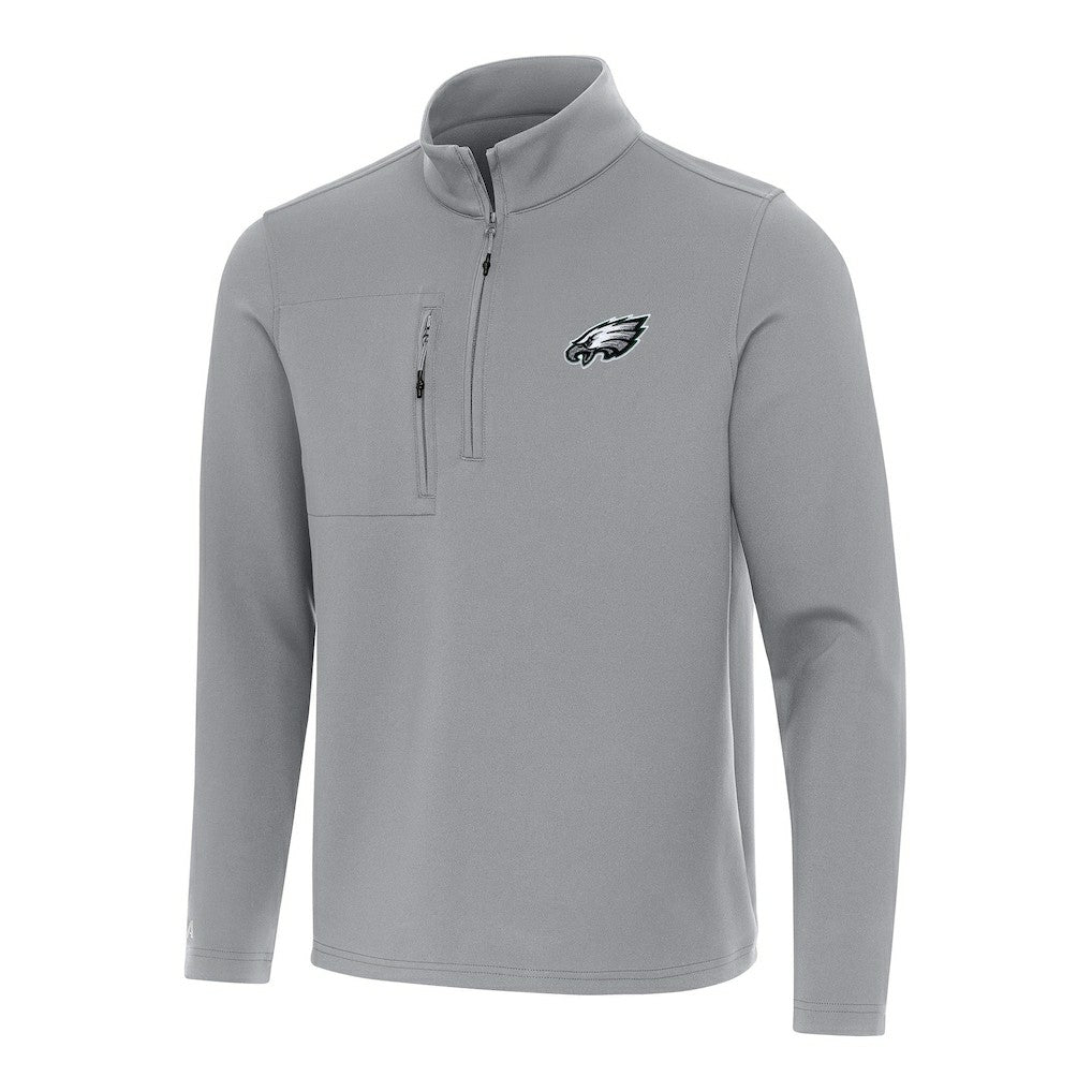 Philadelphia Eagles Antigua Insider Quarter-Zip Pullover Top - Gray Pullover