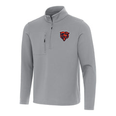 Chicago Bears Antigua Bear Logo Insider Quarter-Zip Pullover Top - Gray Pullover