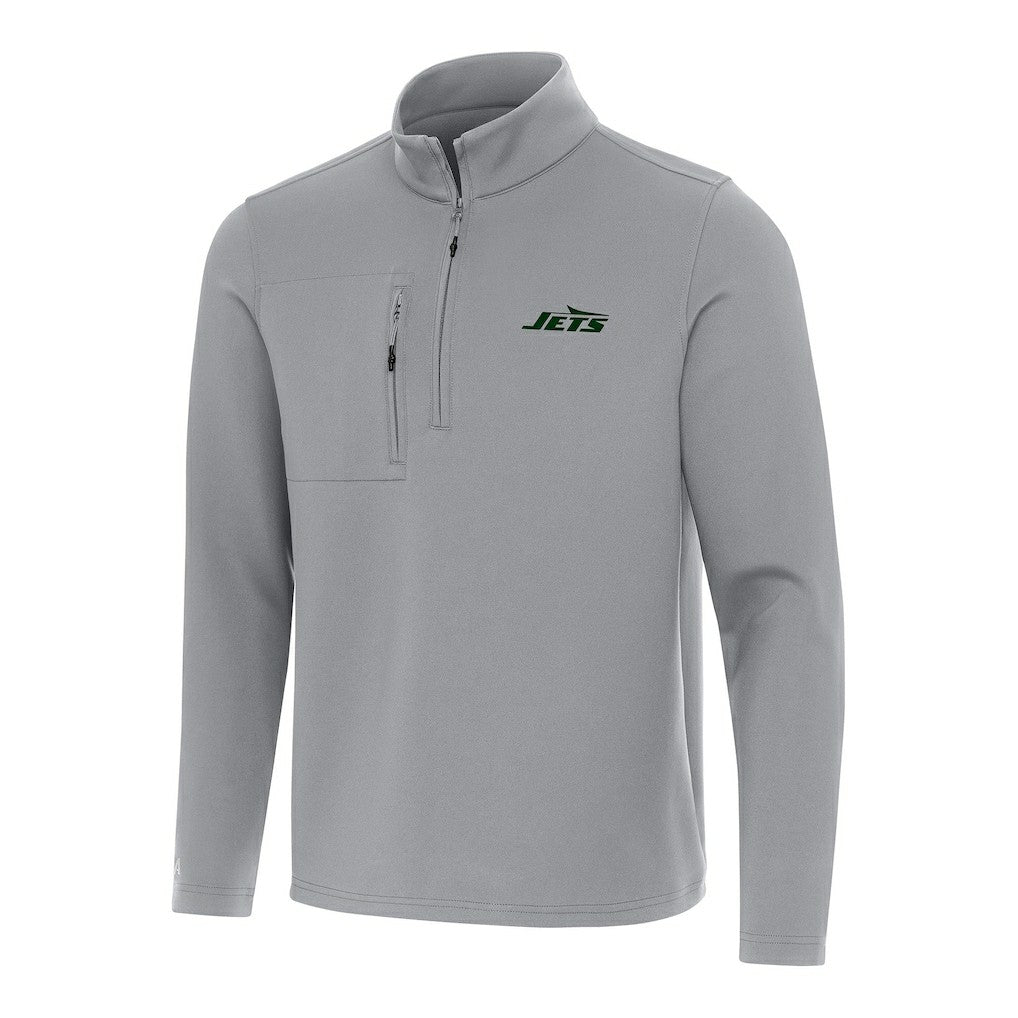 New York Jets Antigua Insider Quarter-Zip Pullover Top - Gray Pullover