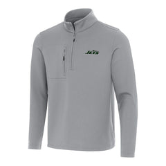 New York Jets Antigua Insider Quarter-Zip Pullover Top - Gray Pullover